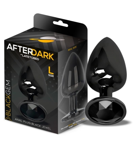 AFTERDARK Метална анална тапа Blackgem с черно бижу, размер L