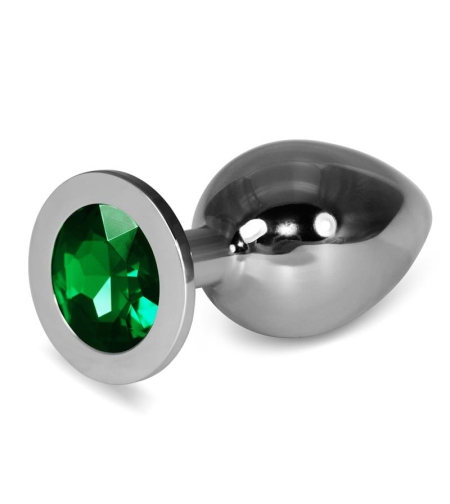 Метален анален разширител LOVETOY RoseBud Classic със зелено бижу, размер L