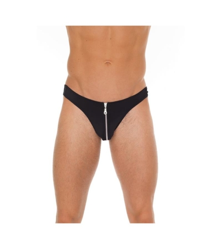 Amorable Slip with Zipper Black One Size – Провокативни черни прашки с цип