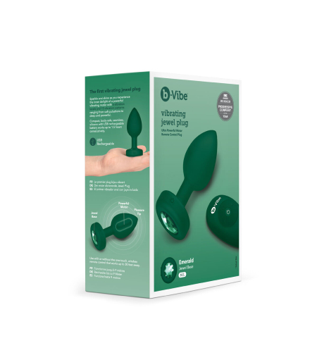 Анална тапа с дистанционно B-Vibe Vibrating Jewel Зелен M/L
