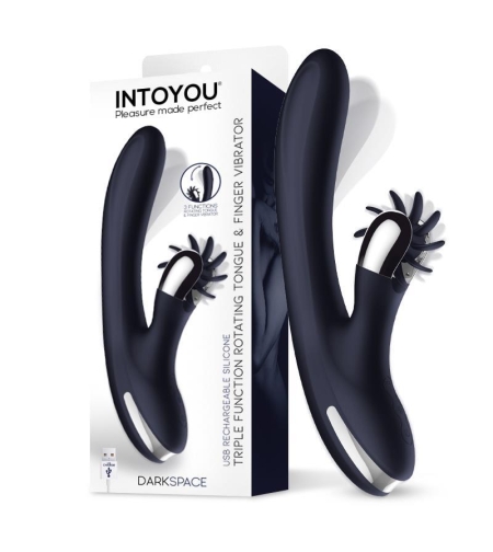 INTOYOU Darkspace Vibe вибратор с въртящи се езици в синьо