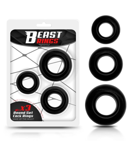 Комплект от 3 гъвкави пръстена за пенис BEAST RINGS – Черни