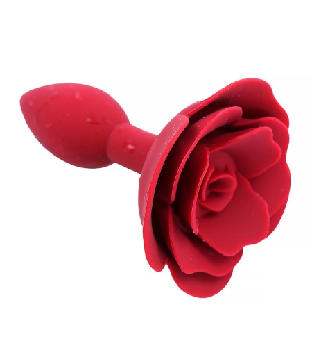 A-GUSTO Rose – червен силиконов анален плъг с роза