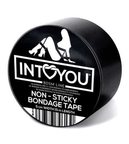 INTOYOU BDSM LINE лента за стягане, нелепнеща, черна, 15 метра