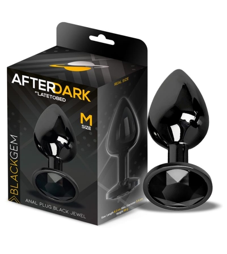 AFTERDARK Метална анална тапа Blackgem с черен камък, размер M