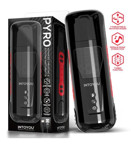 INTOYOU Pyro Advanced тласкащ, въртящ се и стенещ мастурбатор