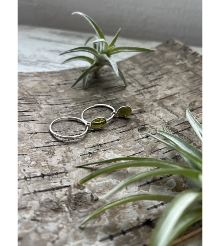 Green tourmaline hoops