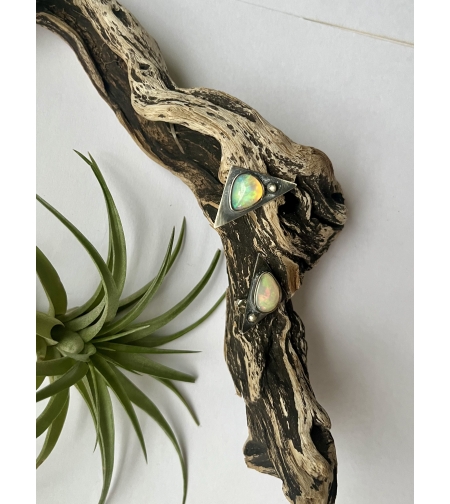 Opal Triangle Earrings