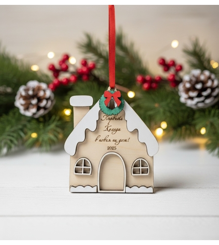 Коледна къща с венец