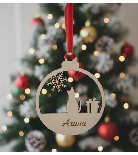 Коледна декорация с коте