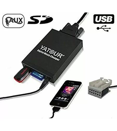 USB / MP3 audio interface за VW GOLF 5 6, TOURAN, TOUAREG, TIGUAN, T5, JETTA, POLO / AUDI A3 (2004+), A4 (2007+), TT (2007+) / SEAT Alhambra, Arosa, Cordoba, Ibiza, Leon, Toledo / Skoda Fabia, Octavia, Superb - с 12 пинов порт
