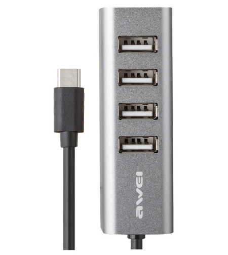 Адаптер USB 2.0 хъб с 4 порта - Тип-C - CL -122T - AWEI - 888070
