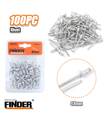 Алуминиеви нитове - 100pcs - 4.8mm - Finder - 195278