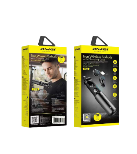 Безжични слушалки с калъф за зареждане - Bluetooth - T55 - AWEI - 888919