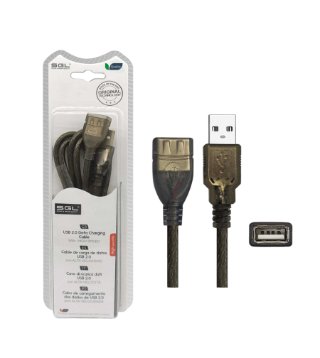 Кабел USB 2.0 - 4S01 - USB-A мъжки/USB-A женски - 3м - 097619