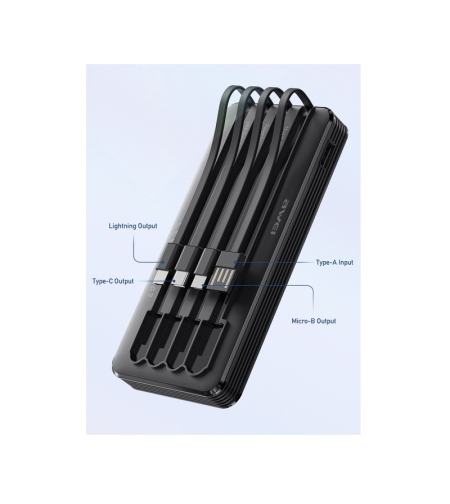 Външна батерия - P133K - 10 000mah - 4в1 - Awei - 888599 - Черна