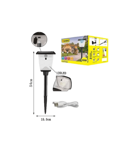 Акумулаторна LED градинска лампа - 2204D - 30W - 559823