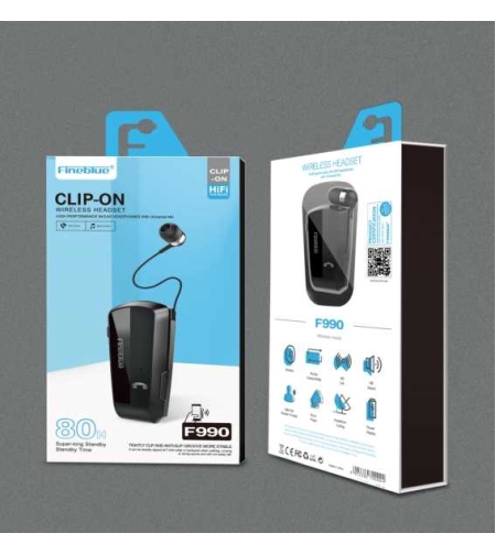 Хендсфри слушалка - Bluetooth  - F990 - 700024 - FineBlue - Черна