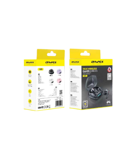 Безжични слушалки с калъф за зареждане - Bluetooth- T25 - AWEI - 888797 - Черна