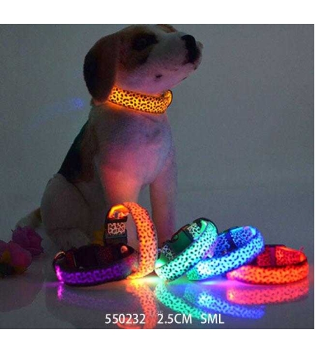 Нашийник за кучета с LED светлини- 2.5 см - S/M/L - 550232
