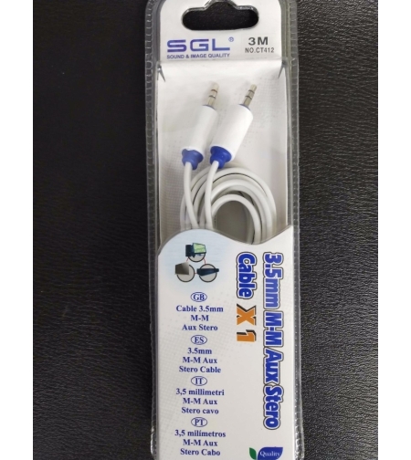 Аудио кабел - 3,5 мм жак към AUX - CT412 - 3 м - 122074