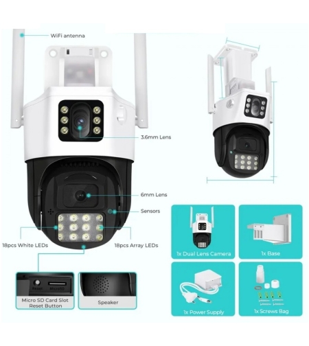 IP охранителна камера - Двойна - Wi-Fi - P33 - 4MP - 322008