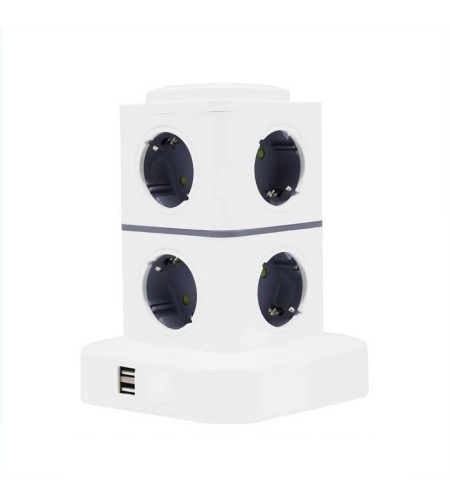 Вертикален разклонител с 8 гнезда - Шуко - 2USB - RC-G8P - 008138
