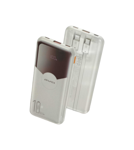 Външна батерия - P65K - 10.000mah - 22.5W - AWEI - 009867 - Бяла