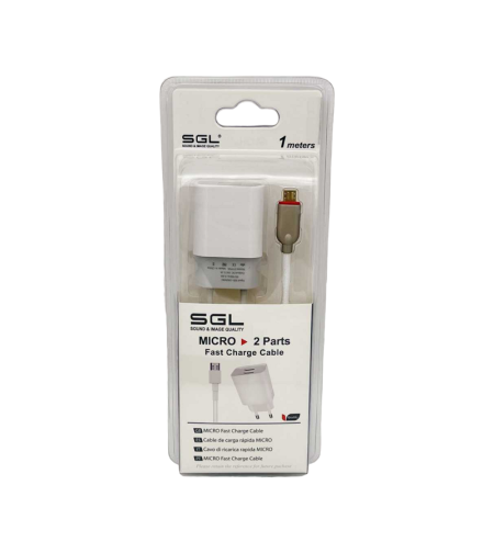 Адаптер за зареждане с кабел и 2 USB порта - Micro USB - Бързо зареждане - FA13-S2 - 1м - 099477