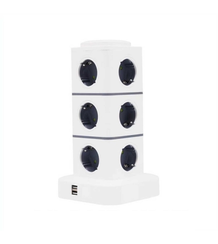 Вертикален разклонител с 12 гнезда - Шуко- 2USB - RC-G12P - 012135