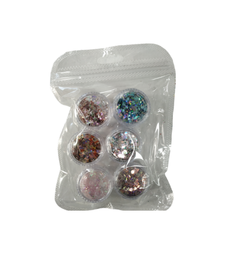 Комплект от  6 броя цветни гел лакове -Glitter- ND133 - 910563