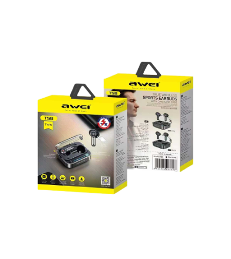 Безжични слушалки с калъф за зареждане - Bluetooth - T58 - AWEI - 888766