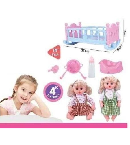Игрален комплект - Кукла с легло и аксесоари- K007-33 - 345362