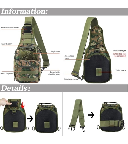Раница/Раница за ракла - Една презрамка - BL050-B14 - 270546 - Army Beige