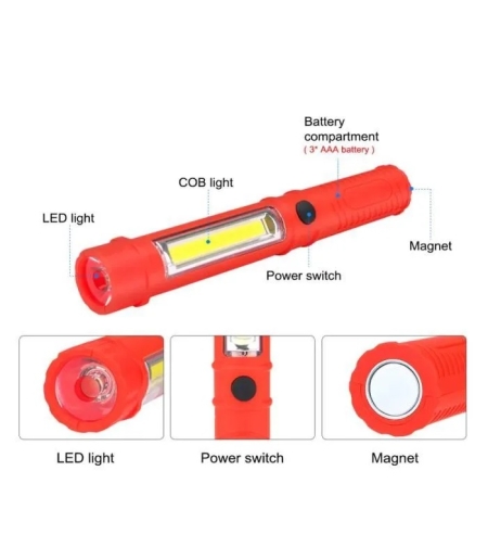 Мини LED акумулаторно фенерче - Пръчка - 909A - 219095 - Червено