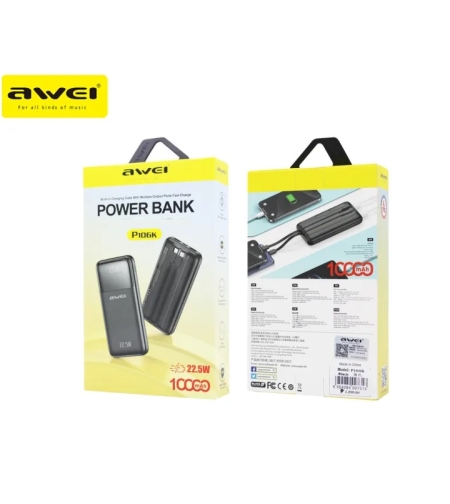 Външна батерия - P106K - 10.000mah - 22.5W - AWEI - 001366 - Лилава