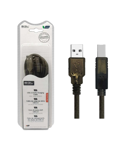 Кабел USB 2.0 - 5S01 - USB-A мъжки/USB-B мъжки - 5м - 097657