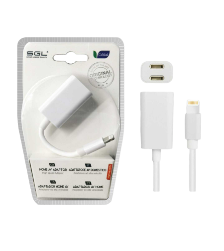 Адаптер за iOS - Lightning мъжки към двоен женски Lightning - T61 - 096063
