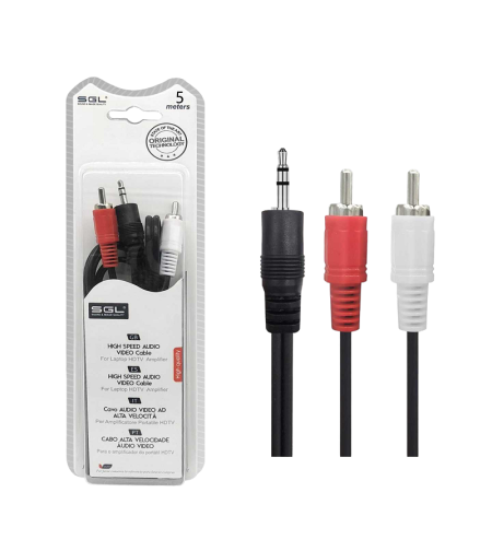 Аудио кабел - 412A - жак 3,5 мм мъжки/2xRCA мъжки - 5 м - 096155