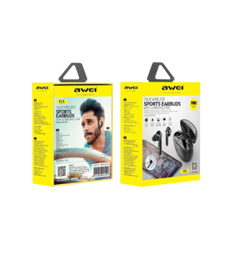Безжични слушалки с калъф за зареждане - Bluetooth - T15 - AWEI - 888896