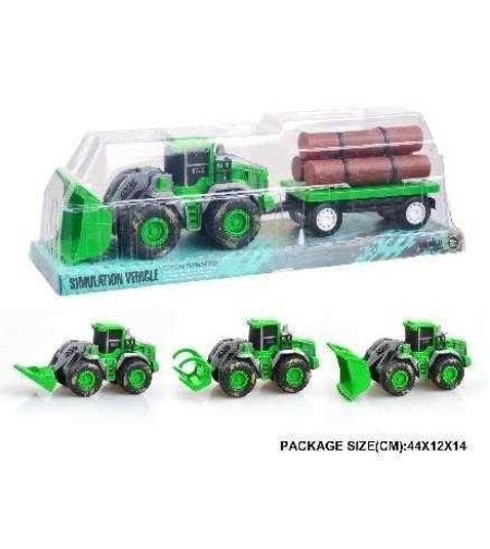 Детска играчка - Трактор с ремарке и дърва - 99750-3 - 524152