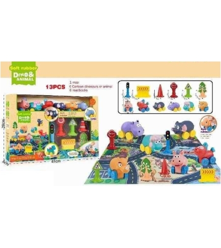 Комплект с животни на колела, килим и аксесоари - 13pcs - JLX5510-2 - 308256