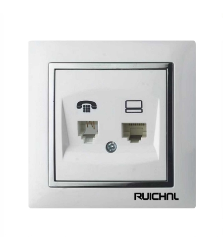 Розетка за телефон и интернет - Скрит монтаж - RC3619RJ11+RJ45 - 068172
