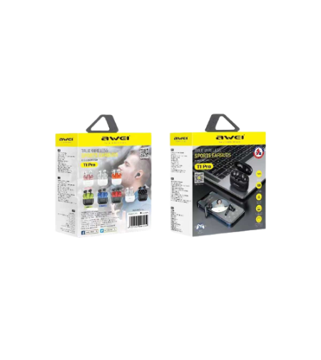 Безжични слушалки с калъф за зареждане - Bluetooth - T1 Pro - Awei - 888674 - Черни