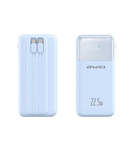 Външна батерия - P106K - 10.000mah - 22.5W - AWEI - 005616 - Синя