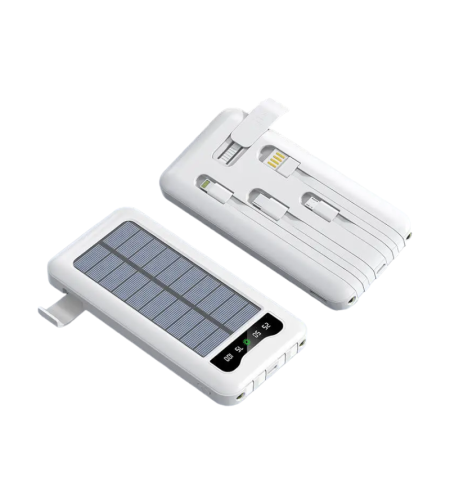 Външна батерия със соларен панел - 4в1 - 10.000mah - KJ495 - 810378 - Бяла