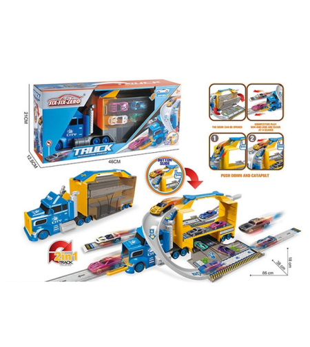 Игрален комплект 2в1 - Автовоз и писта с колички- 660-S46 - 345256