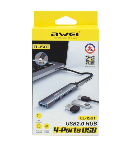 USB адаптер Хъб с 4 порта - CL-150T - USB Type-C - AWEI - 888056