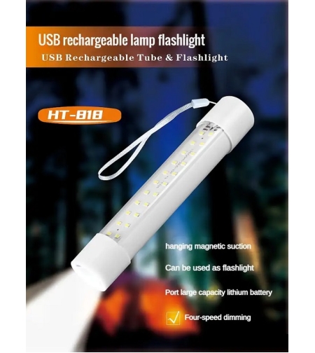 Акумулаторна LED осветителна тръба с фенер - HT818 - 80W - 251476