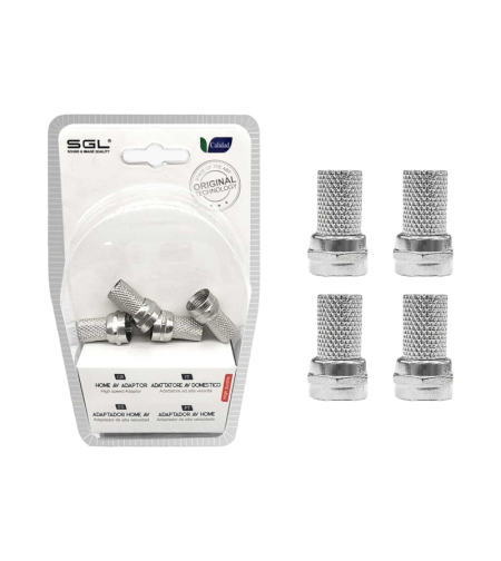 Конектор за телевизионна антена Коаксиален тип F - 4PCS - 1823-4 - сребрист - 098692